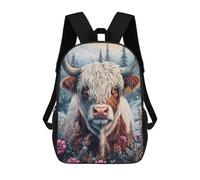 sinyumoney Backpacks Kids School Backpack Highland Cow in Winter School Bag 3D Printed School Bag for Boys Elementary And Middle School Students 17inch