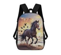 sinyumoney Backpacks Kids School Backpack Horse Running On The Beach School Bag 3D Printed School Bag for Boys Elementary And Middle School Students 17inch