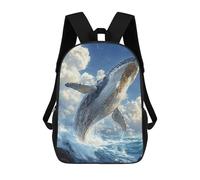 sinyumoney Backpacks Kids School Backpack Humpback Whale Leap School Bag 3D Printed School Bag for Boys Elementary And Middle School Students 17inch