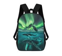 sinyumoney Backpacks Kids School Backpack Humpback Whales Northern School Bag 3D Printed School Bag for Boys Elementary And Middle School Students 17inch