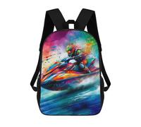 sinyumoney Backpacks Kids School Backpack Jet Ski Watercolor Art School Bag 3D Printed School Bag for Boys Elementary And Middle School Students 17inch
