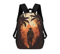 sinyumoney Backpacks Kids School Backpack Jungle Explorer at Sunset School Bag 3D Printed School Bag for Boys Elementary And Middle School Students 17inch