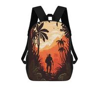 sinyumoney Backpacks Kids School Backpack Jungle Explorer Silhouette School Bag 3D Printed School Bag for Boys Elementary And Middle School Students 17inch