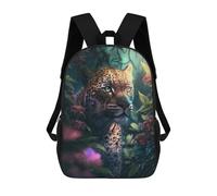 sinyumoney Backpacks Kids School Backpack Jungle Leopard Portrait School Bag 3D Printed School Bag for Boys Elementary And Middle School Students 17inch