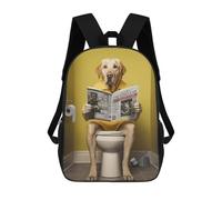 sinyumoney Backpacks Kids School Backpack Labrador on The Toilet School Bag 3D Printed School Bag for Boys Elementary And Middle School Students 17inch