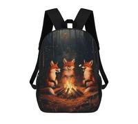 sinyumoney Backpacks Kids School Backpack Laughing Foxes At Campfire School Bag 3D Printed School Bag for Boys Elementary And Middle School Students 17inch
