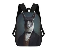 sinyumoney Backpacks Kids School Backpack Llama in Formal Attire School Bag 3D Printed School Bag for Boys Elementary And Middle School Students 17inch