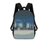 sinyumoney Backpacks Kids School Backpack London Skyline Illustration School Bag 3D Printed School Bag for Boys Elementary And Middle School Students 17inch