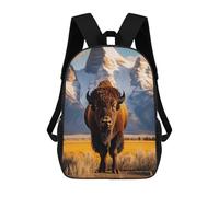 sinyumoney Backpacks Kids School Backpack Lonely Bison School Bag 3D Printed School Bag for Boys Elementary And Middle School Students 17inch