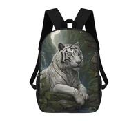 sinyumoney Backpacks Kids School Backpack Majestic White Tiger School Bag 3D Printed School Bag for Boys Elementary And Middle School Students 17inch