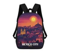 sinyumoney Backpacks Kids School Backpack Mexico City Skyline at Sunset School Bag 3D Printed School Bag for Boys Elementary And Middle School Students 17inch