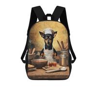 sinyumoney Backpacks Kids School Backpack Miniature Pinscher Chef School Bag 3D Printed School Bag for Boys Elementary And Middle School Students 17inch