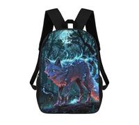 sinyumoney Backpacks Kids School Backpack Moonlight Spirit Fox School Bag 3D Printed School Bag for Boys Elementary And Middle School Students 17inch