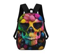 sinyumoney Backpacks Kids School Backpack Multicolor Cotton Skull School Bag 3D Printed School Bag for Boys Elementary And Middle School Students 17inch