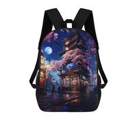 sinyumoney Backpacks Kids School Backpack Neon Tokyo Sakura Store School Bag 3D Printed School Bag for Boys Elementary And Middle School Students 17inch