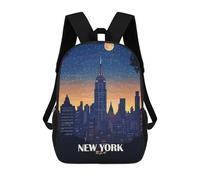 sinyumoney Backpacks Kids School Backpack New York City Skyline at Night School Bag 3D Printed School Bag for Boys Elementary And Middle School Students 17inch