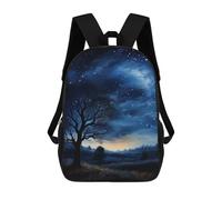 sinyumoney Backpacks Kids School Backpack Night Sky with Stars School Bag 3D Printed School Bag for Boys Elementary And Middle School Students 17inch