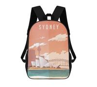 sinyumoney Backpacks Kids School Backpack Opera House Sydney Vintage School Bag 3D Printed School Bag for Boys Elementary And Middle School Students 17inch