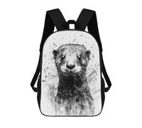 sinyumoney Backpacks Kids School Backpack Otter Beauty Black Ink School Bag 3D Printed School Bag for Boys Elementary And Middle School Students 17inch