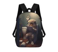 sinyumoney Backpacks Kids School Backpack Owl Reading on Toilet School Bag 3D Printed School Bag for Boys Elementary And Middle School Students 17inch