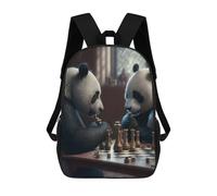 sinyumoney Backpacks Kids School Backpack Panda Bears Playing Chess School Bag 3D Printed School Bag for Boys Elementary And Middle School Students 17inch