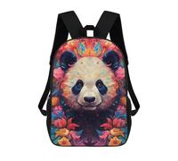 sinyumoney Backpacks Kids School Backpack Panda Flower Portrait School Bag 3D Printed School Bag for Boys Elementary And Middle School Students 17inch