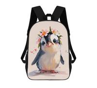 sinyumoney Backpacks Kids School Backpack Penguin Flower School Bag 3D Printed School Bag for Boys Elementary And Middle School Students 17inch