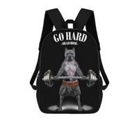 sinyumoney Backpacks Kids School Backpack Pit Bull Dog Weightlifting School Bag 3D Printed School Bag for Boys Elementary And Middle School Students 17inch