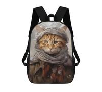 sinyumoney Backpacks Kids School Backpack Portrait of An Orange Cat School Bag 3D Printed School Bag for Boys Elementary And Middle School Students 17inch