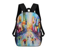 sinyumoney Backpacks Kids School Backpack Rainy City School Bag 3D Printed School Bag for Boys Elementary And Middle School Students 17inch