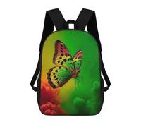 sinyumoney Backpacks Kids School Backpack Rasta Butterfly School Bag 3D Printed School Bag for Boys Elementary And Middle School Students 17inch