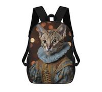 sinyumoney Backpacks Kids School Backpack Regal Feline Portrait School Bag 3D Printed School Bag for Boys Elementary And Middle School Students 17inch