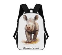 sinyumoney Backpacks Kids School Backpack Rhinoceros Animal Safari School Bag 3D Printed School Bag for Boys Elementary And Middle School Students 17inch