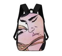 sinyumoney Backpacks Kids School Backpack Romantic Comic Art Kiss School Bag 3D Printed School Bag for Boys Elementary And Middle School Students 17inch