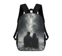sinyumoney Backpacks Kids School Backpack Romantic Stargazing Under The Milky Way - Charcoal Art School Bag 3D Printed School Bag for Boys Elementary And Middle School Students 17inch