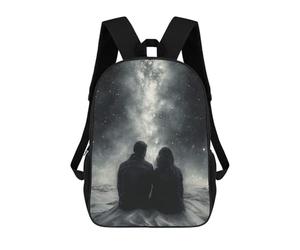 sinyumoney Backpacks Kids School Backpack Romantic Stargazing Under The Milky Way - Charcoal Art School Bag 3D Printed School Bag for Boys Elementary And Middle School Students 17inch
