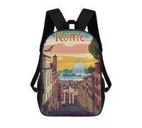 sinyumoney Backpacks Kids School Backpack Rome Cityscape Illustration School Bag 3D Printed School Bag for Boys Elementary And Middle School Students 17inch