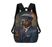 sinyumoney Backpacks Kids School Backpack Ronnie The Rottweiler Dog in A Suit School Bag 3D Printed School Bag for Boys Elementary And Middle School Students 17inch