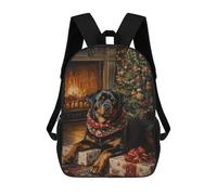 sinyumoney Backpacks Kids School Backpack Rottweiler Christmas Portrait Christmas Tree Dog Print School Bag 3D Printed School Bag for Boys Elementary And Middle School Students 17inch
