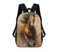 sinyumoney Backpacks Kids School Backpack Running Horse School Bag 3D Printed School Bag for Boys Elementary And Middle School Students 17inch