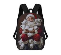 sinyumoney Backpacks Kids School Backpack Santas Toilet Paper Hoard School Bag 3D Printed School Bag for Boys Elementary And Middle School Students 17inch