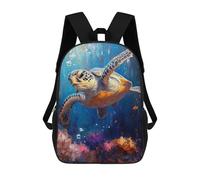 sinyumoney Backpacks Kids School Backpack Sea Turtle Underwater Painting School Bag 3D Printed School Bag for Boys Elementary And Middle School Students 17inch