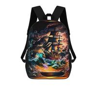 sinyumoney Backpacks Kids School Backpack Ship in Glass School Bag 3D Printed School Bag for Boys Elementary And Middle School Students 17inch
