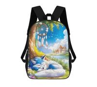 sinyumoney Backpacks Kids School Backpack Sleeping Fox Dreamcatcher School Bag 3D Printed School Bag for Boys Elementary And Middle School Students 17inch