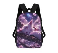 sinyumoney Backpacks Kids School Backpack Sleeping Kitsune in Cherry Blossoms School Bag 3D Printed School Bag for Boys Elementary And Middle School Students 17inch