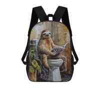 sinyumoney Backpacks Kids School Backpack Sloth on Toilet Reading School Bag 3D Printed School Bag for Boys Elementary And Middle School Students 17inch