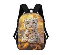 sinyumoney Backpacks Kids School Backpack Snow Leopard Cub in Autumn School Bag 3D Printed School Bag for Boys Elementary And Middle School Students 17inch