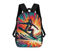 sinyumoney Backpacks Kids School Backpack Snowboarding Wpap Sunset School Bag 3D Printed School Bag for Boys Elementary And Middle School Students 17inch