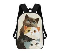sinyumoney Backpacks Kids School Backpack Stack of Four Cute Cats School Bag 3D Printed School Bag for Boys Elementary And Middle School Students 17inch