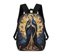 sinyumoney Backpacks Kids School Backpack Stained Glass Virgin Mary School Bag 3D Printed School Bag for Boys Elementary And Middle School Students 17inch